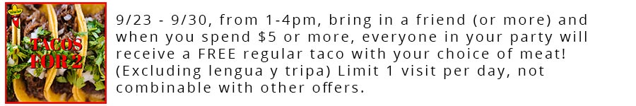 image of free tacos promotion for Master Taco in Hillsboro Oregon
